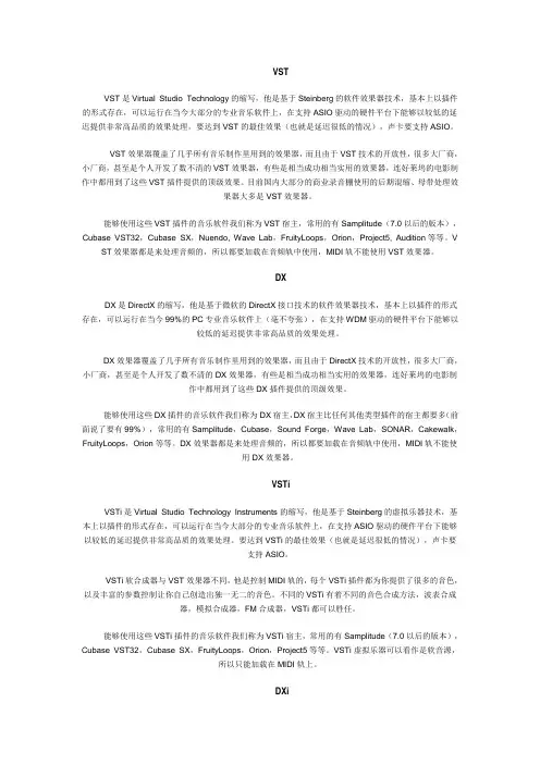 什么是VST、DX、VSTI、DXI、ASIO