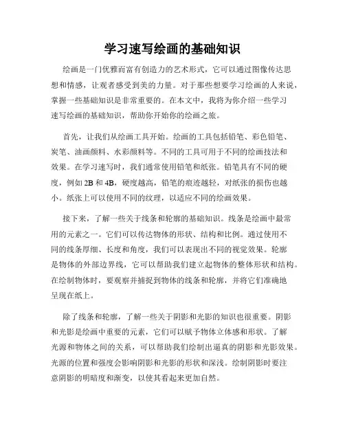 学习速写绘画的基础知识