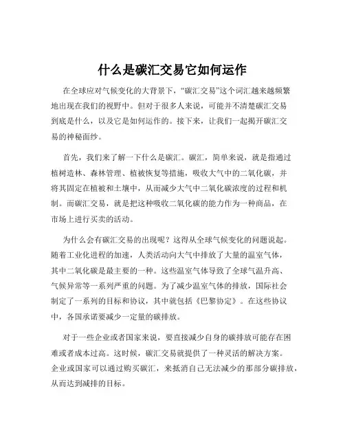 什么是碳汇交易它如何运作