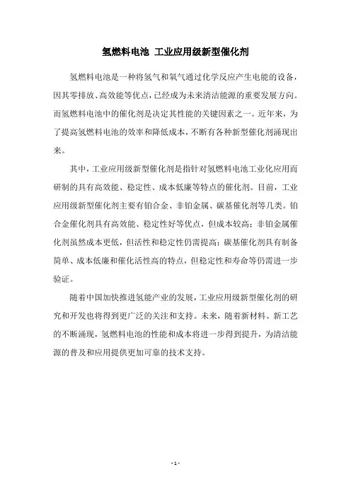 氢燃料电池 工业应用级新型催化剂