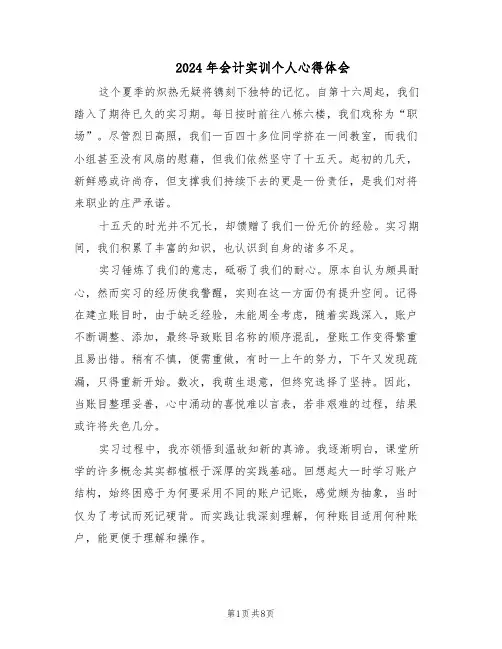 2024年会计实训个人心得体会（4篇）