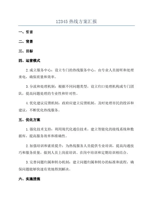 12345热线方案汇报
