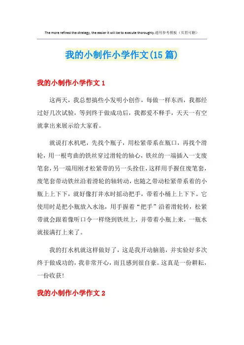 我的小制作小学作文(15篇)