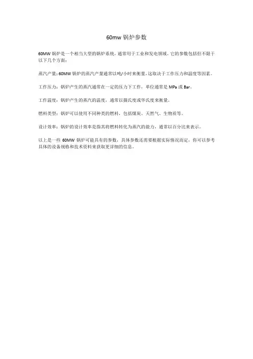 60mw锅炉参数