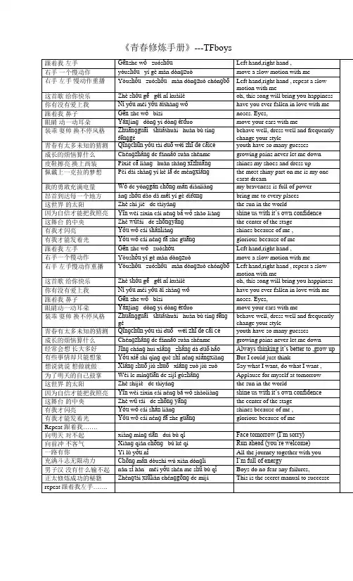 《青春修炼手册》中英文歌词