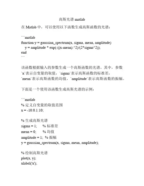 高斯光谱 matlab