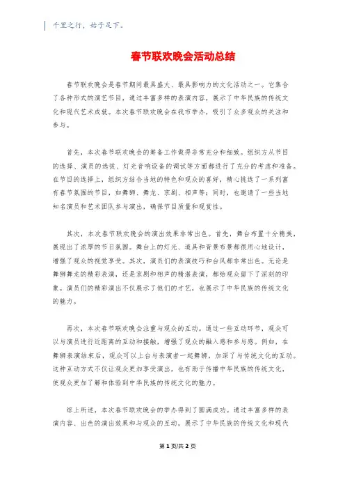 春节联欢晚会活动总结