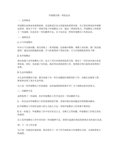 环境整治第一季度总结