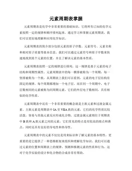 元素周期表掌握
