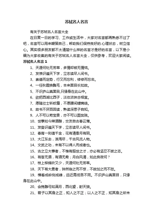 有关于苏轼名人名言大全