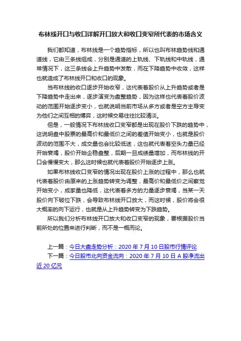 布林线开口与收口详解开口放大和收口变窄所代表的市场含义
