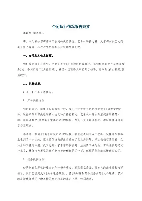 合同执行情况报告范文