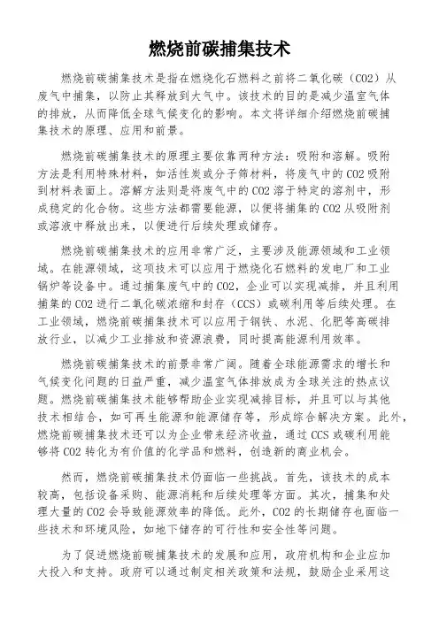 燃烧前碳捕集技术