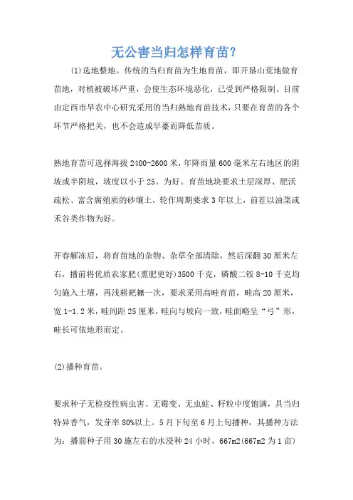 无公害当归怎样育苗？
