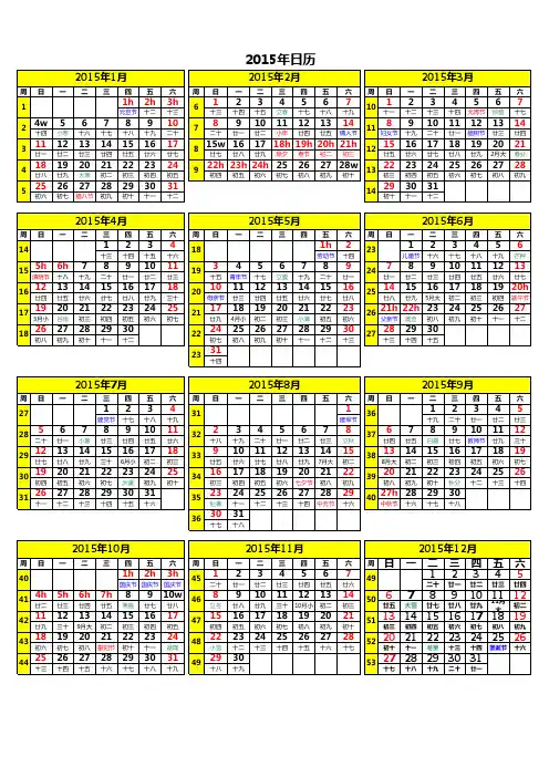 2015周历