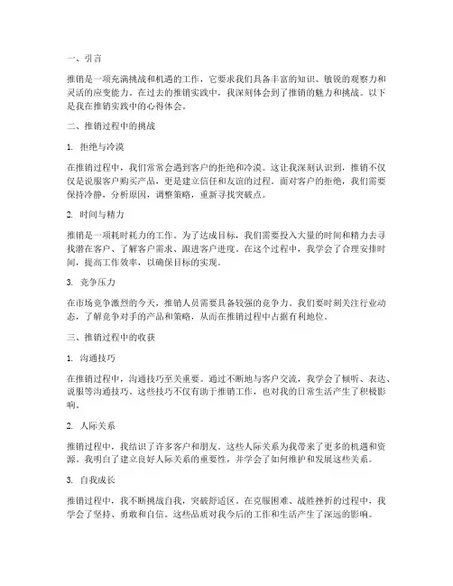 推销实践心得体会