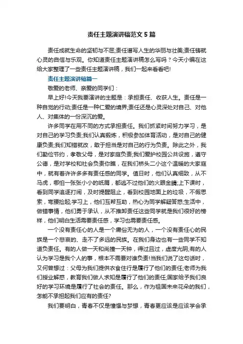 责任主题演讲稿范文5篇