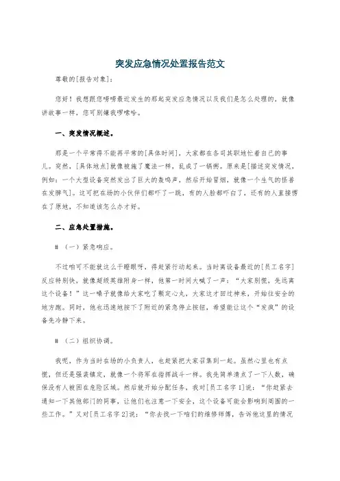 突发应急情况处置报告范文