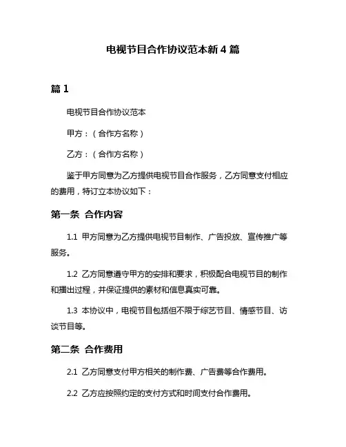 电视节目合作协议范本新4篇