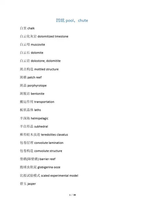 地质学专业术语翻译