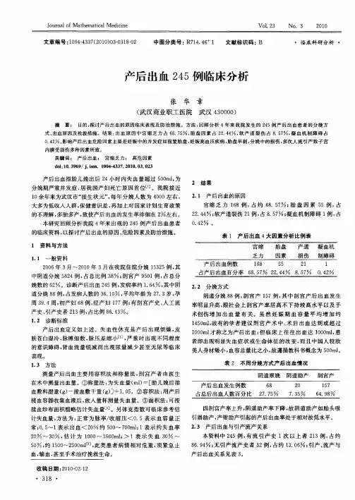产后出血245例临床分析