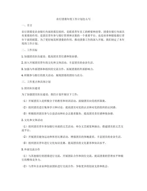 农行团委年度工作计划怎么写