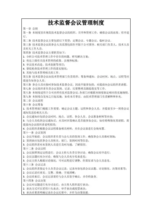 技术监督会议管理制度
