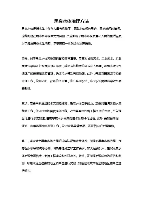 黑臭水体治理方法