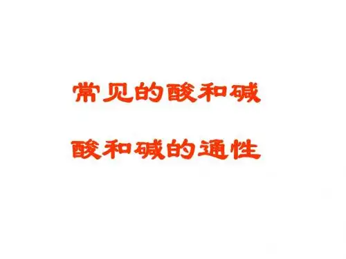 九年级化学常见的酸和碱
