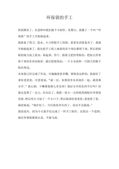 五年级叙事环保袋的手工
