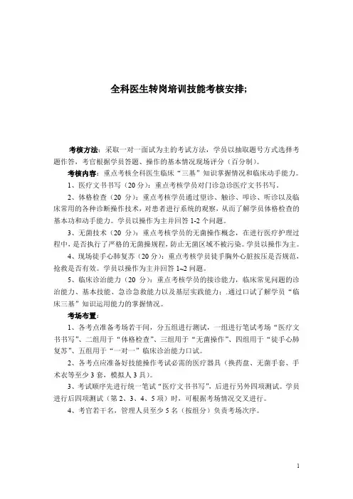全科医生转岗技能试题(定)