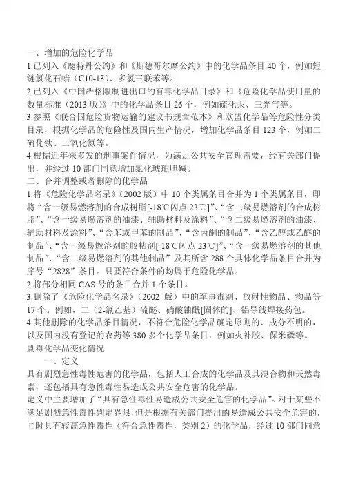 新危化品名录解读