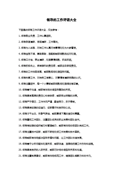 领导的工作评语大全