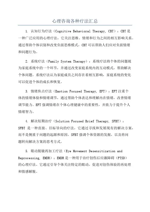 心理咨询各种疗法汇总
