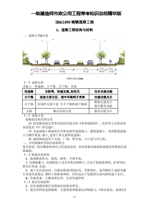一级建造师市政公用工程常考知识总结精华版