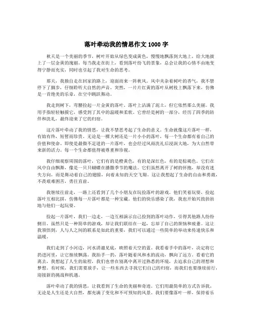 落叶牵动我的情思作文1000字