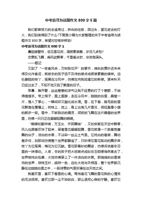 中考追寻为话题作文800字5篇