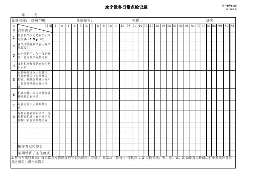 设备日常点检表