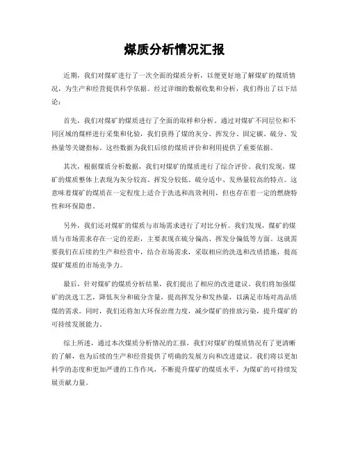 煤质分析情况汇报