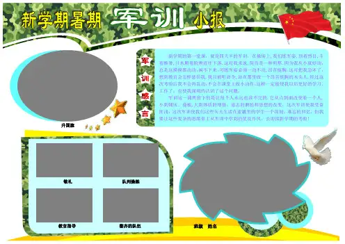 军训小报 暑期新学期暑假军训集训军营生活小报  A3横排  电子小报手抄报word模板  空白可编辑小报