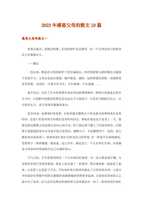 2023年感恩父母的散文10篇