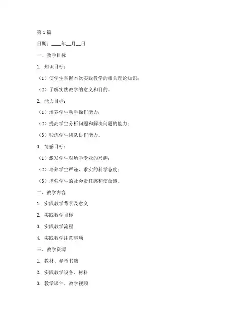 实践教学备课日志模板(3篇)