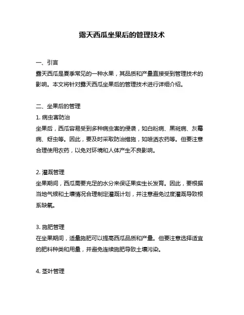 露天西瓜坐果后的管理技术