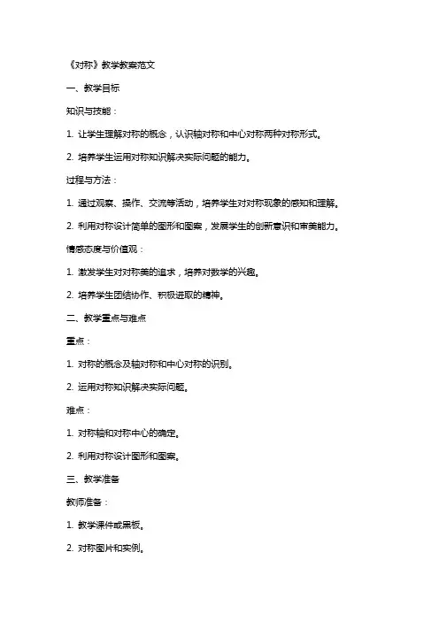 《对称》教学教案范文