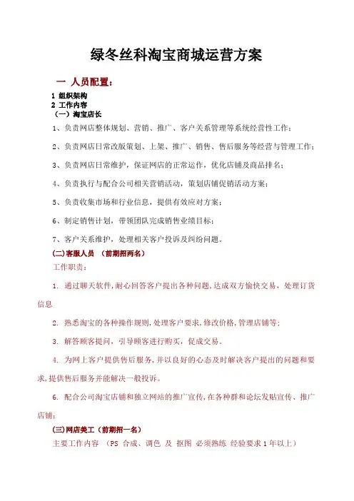 企业淘宝商城运营方案