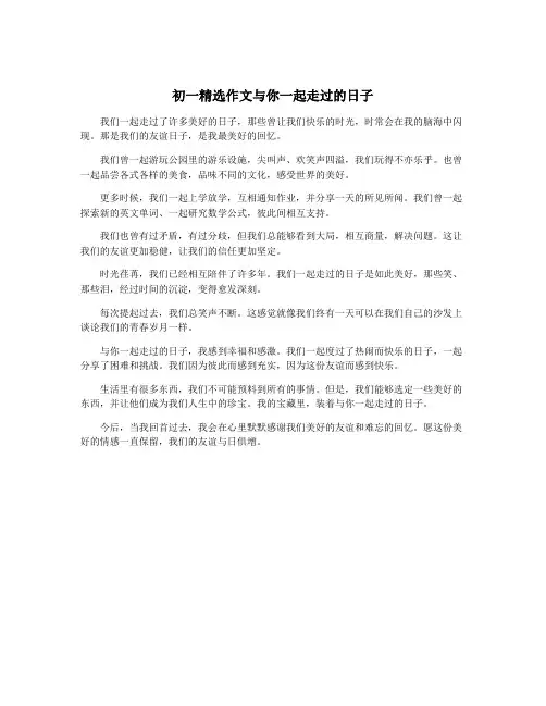 初一精选作文与你一起走过的日子