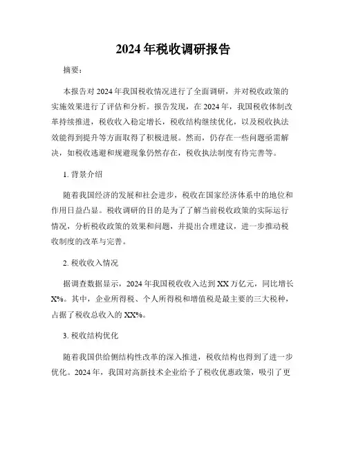 2024年税收调研报告