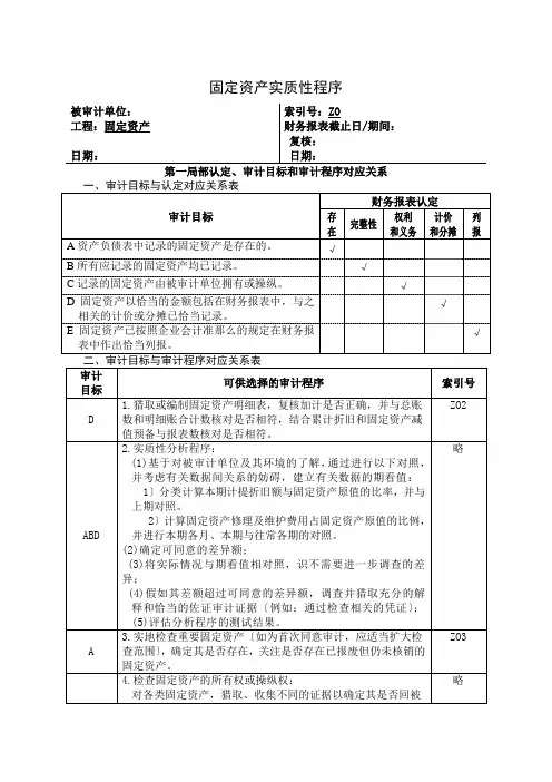 固定资产实质性程序