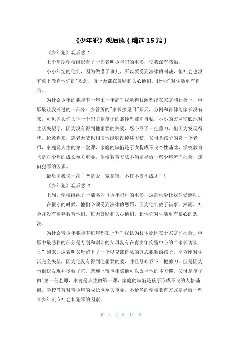 《少年犯》观后感(精选15篇)