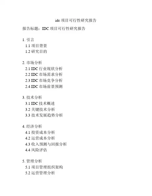 idc项目可行性研究报告